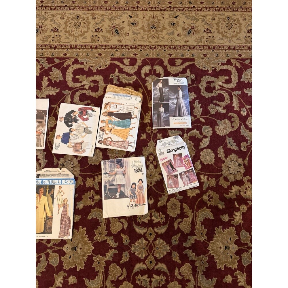 Vintage Sewing Pattern Lot of 10 - Vogue Designer, Barbie, Crafts, Anne Klein